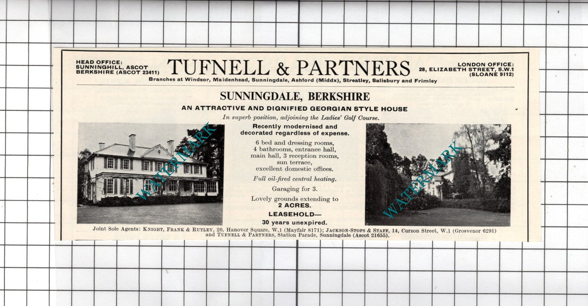 Sunningdale Berkshire  - 1967 Small House Sale Advert