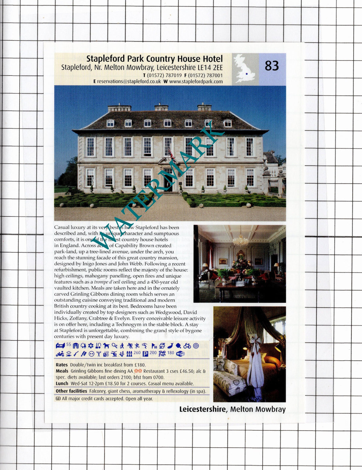 Stapleford Park Hotel Leicestershire / Scalford Hall Scalford - 2011 Advert