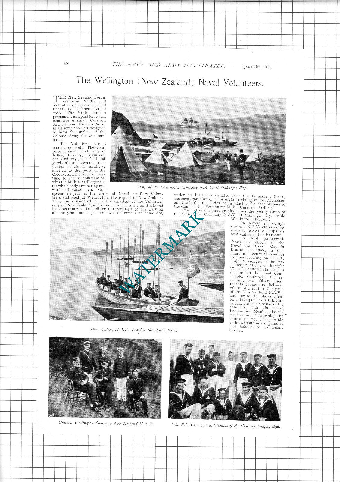 Wellington New Zealand Naval Volunteers Captain Duncan Davy - 1897 Book Print