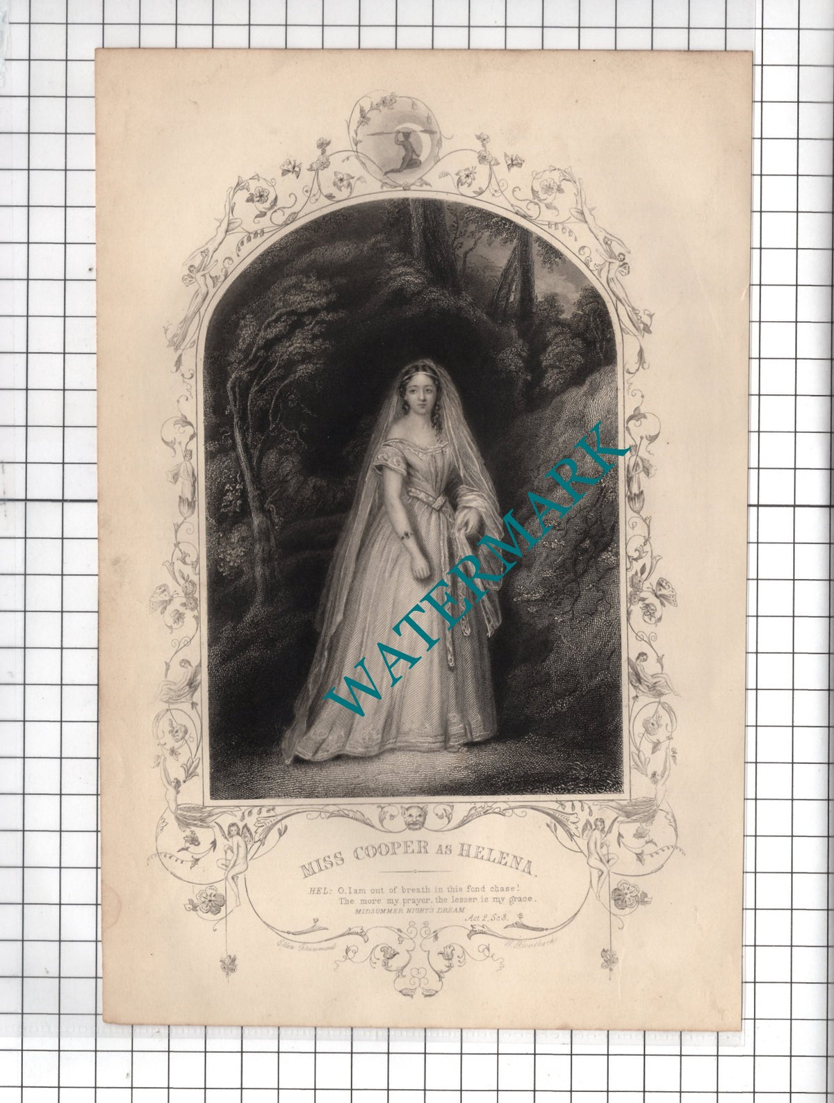 Miss Cooper Actress Midsummer Night's Dream  William Shakespeare Print - c.1880