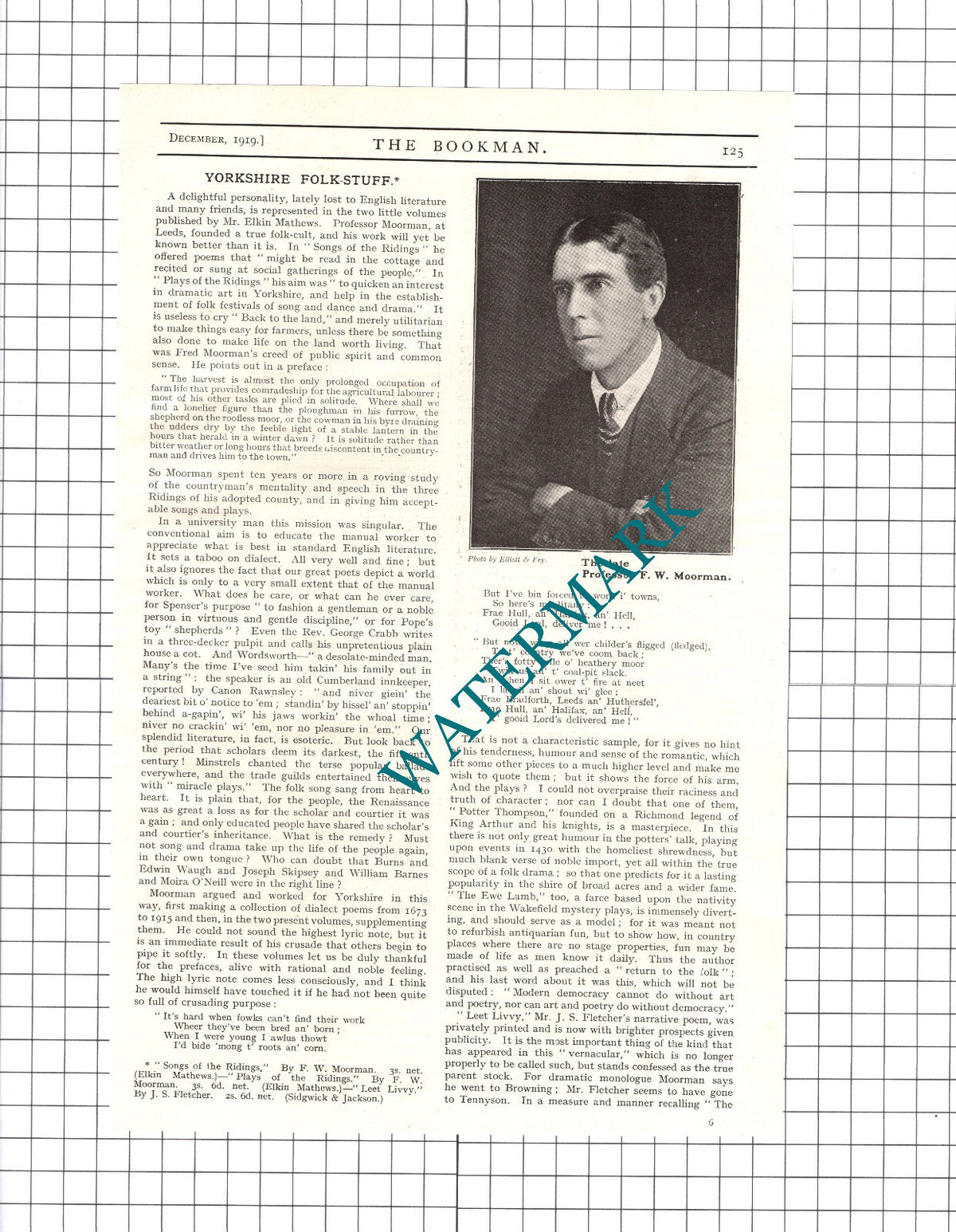 Professor Fred Moorman  - 1919 Article / Print