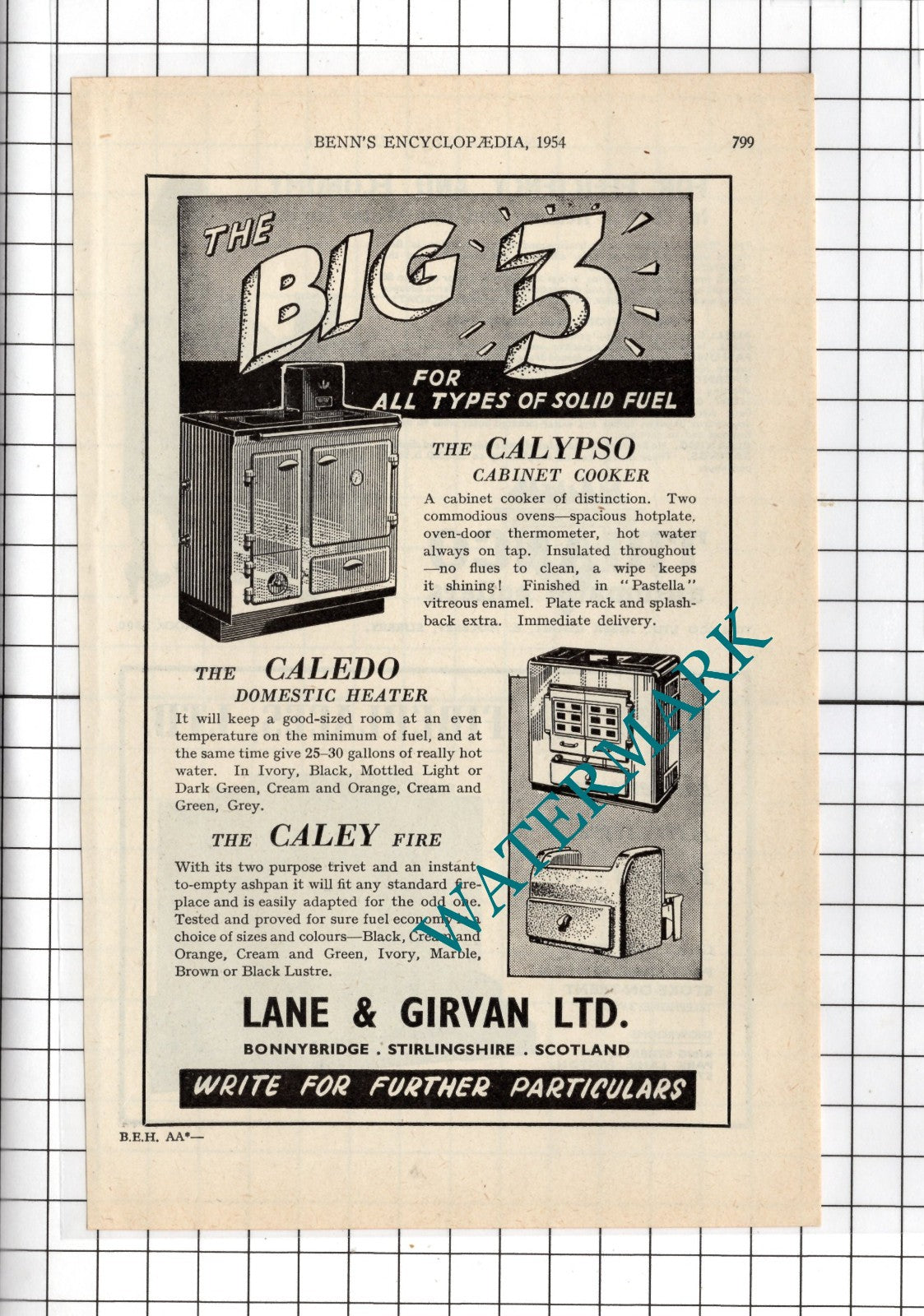Lane & Girvan Ltd Bonnybridge Stirlingshire Scotland    - 1954 Advert