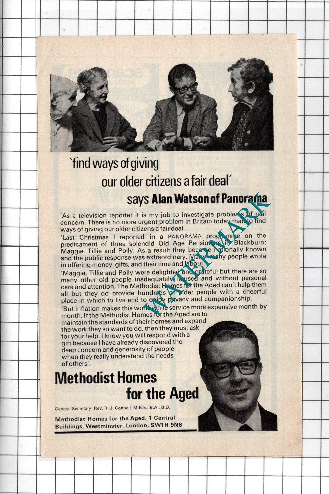 Alan Watson Panorama Methodist Homes  Advert - 1974 Cutting