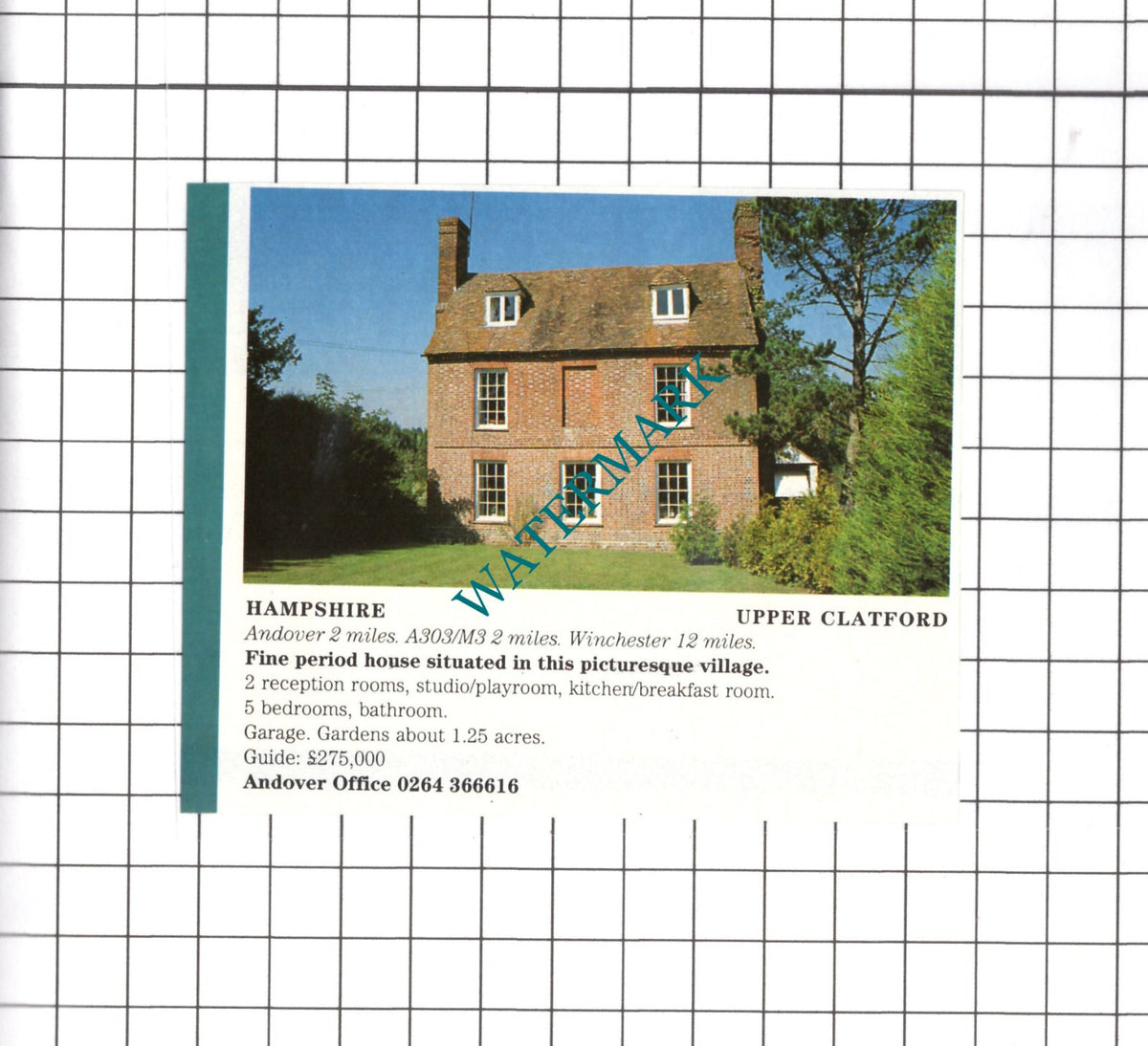 Upper Clatford Hampshire Small House Sale Advert -  1991 Clipping