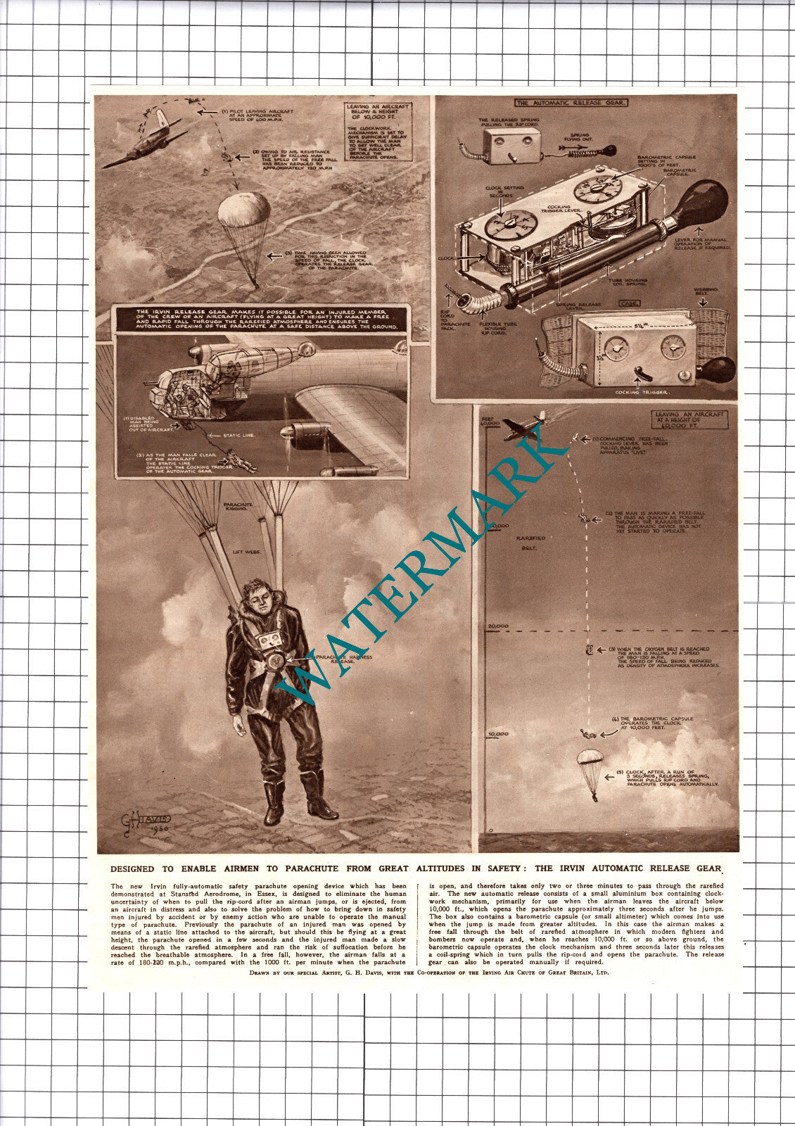 Irvin Automatic Release Gear Parachute Safety - 1950  Cutting / Print