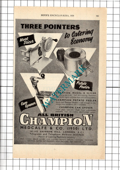 Medcalfe & Co (1950) Ltd London  / E G Summers Ltd Sheffield  - 1954 Advert
