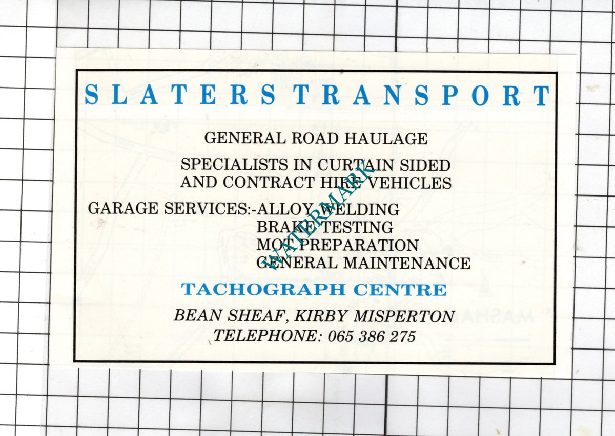 Slaters Transport   Bean Sheaf Kirby Misperton North Yorkshire  - c.1980  Advert