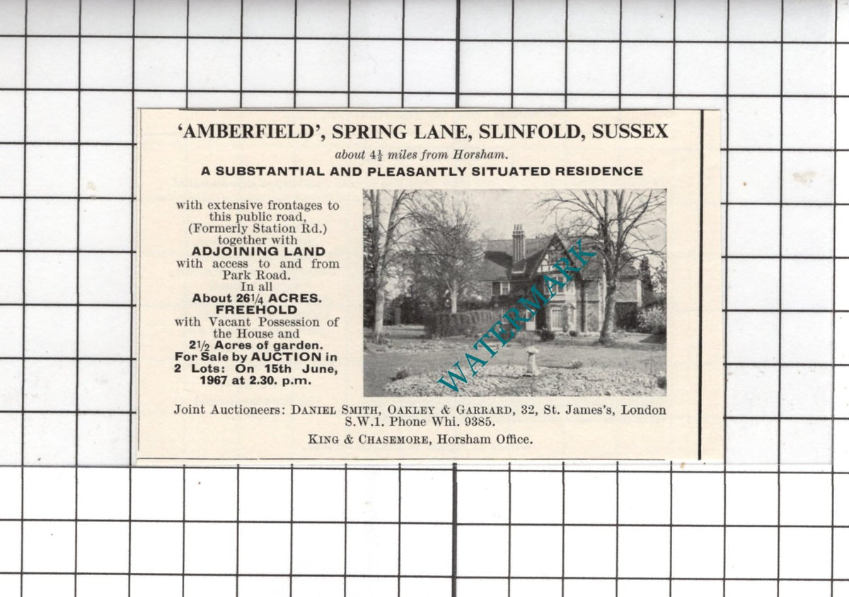 Amberfield Spring Lane Slinfold Sussex - 1967 SMALL House Advert