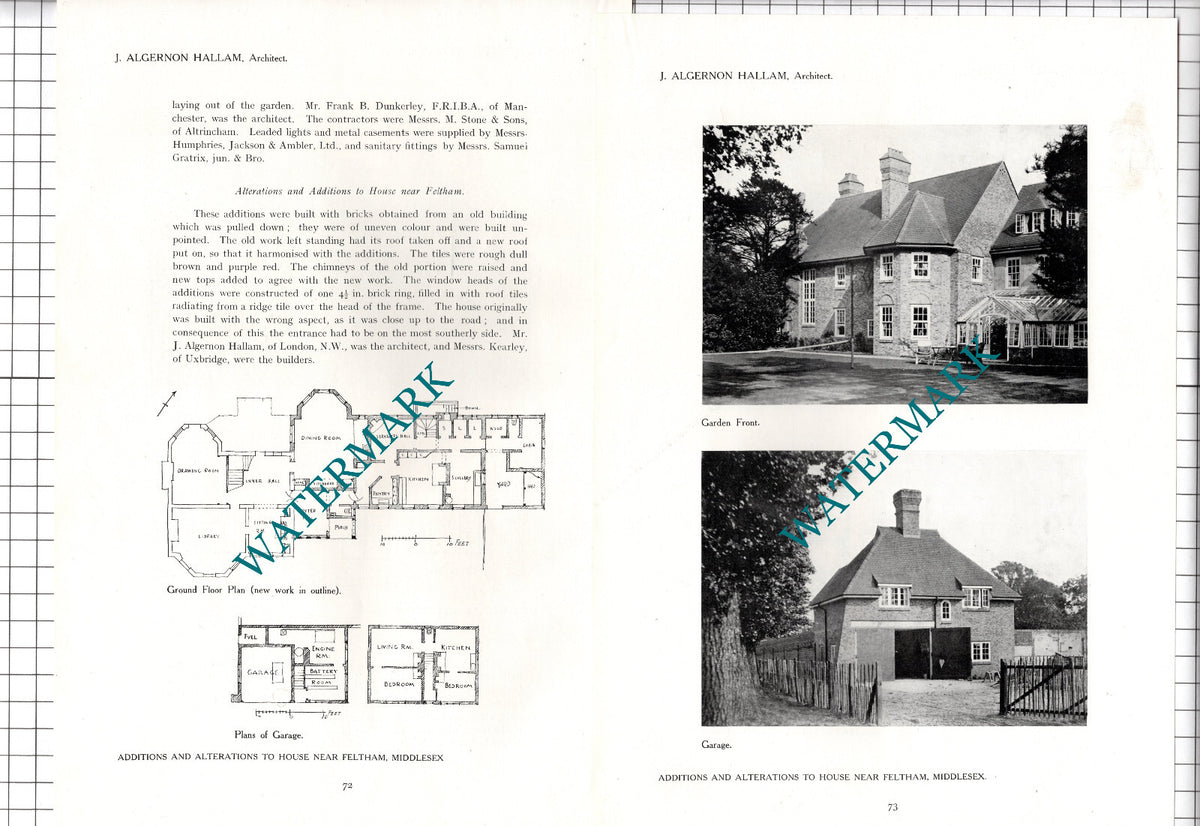Feltham Middlesex House Algernon Hallam Architect   - 1911 Article
