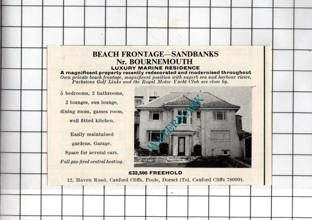 Sandbanks Hampshire - 1967 SMALL House Advert