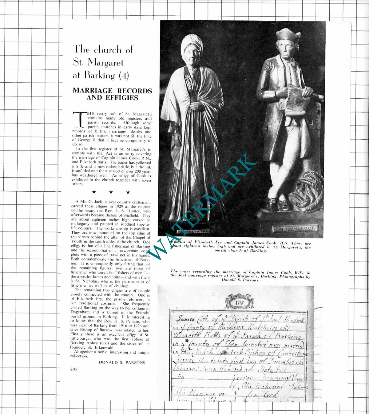 St Margaret's Church Barking Essex Captain James Cook - 1962 Article / Print