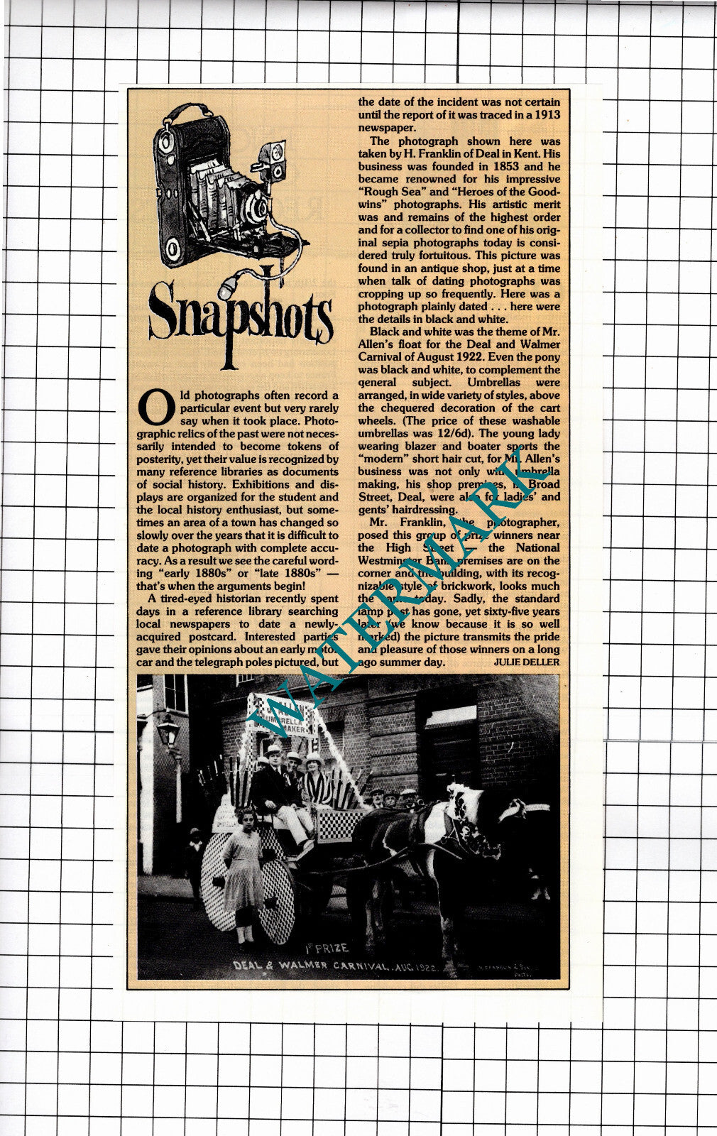Mr J Allen Umbrella Maker Broad Street Deal Kent - 1987 Clipping