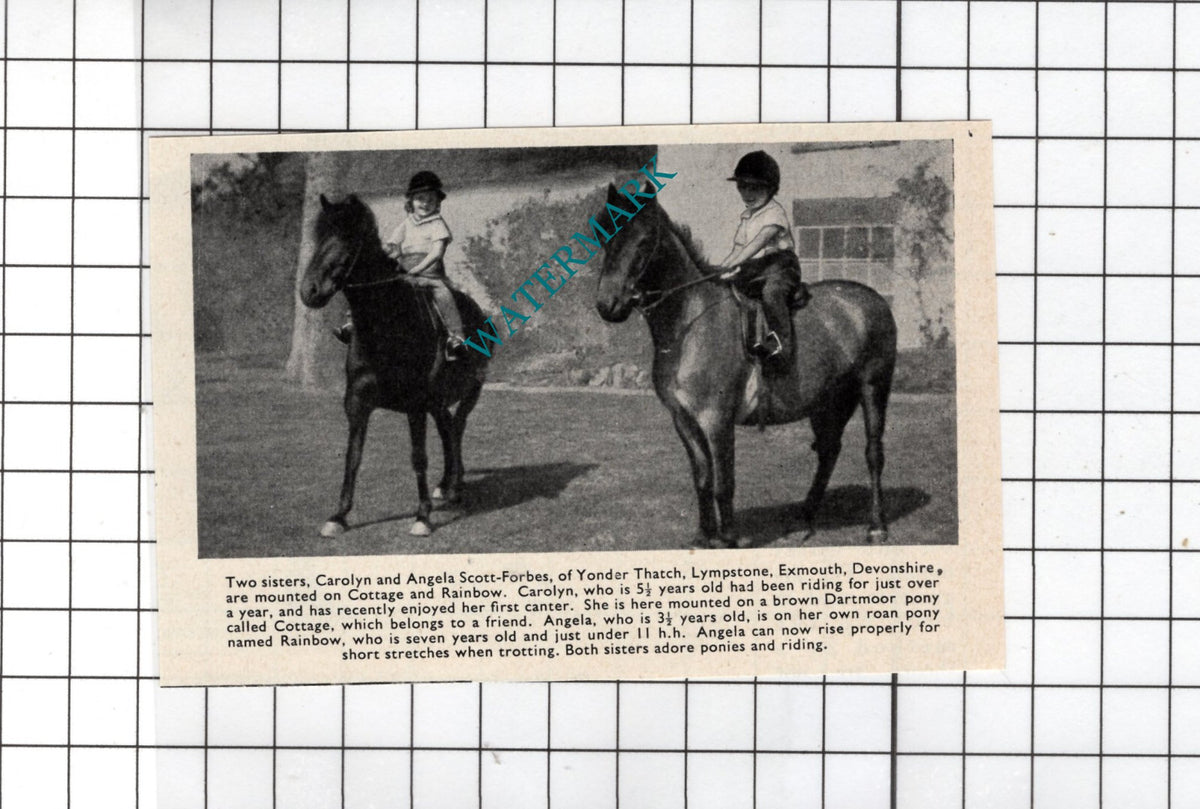 Carolyn and Angela Scott-Forbes Yonder Thatch Lympstone -  1949 Small Clipping