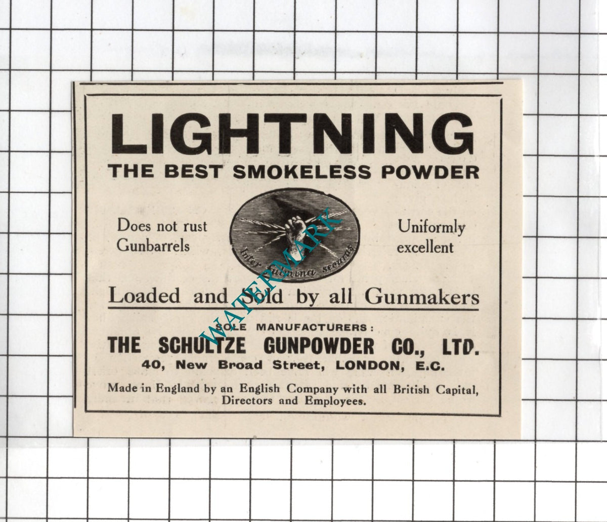 The Schultze Gunpowder Co Ltd  London  - 1916 SMALL Advert