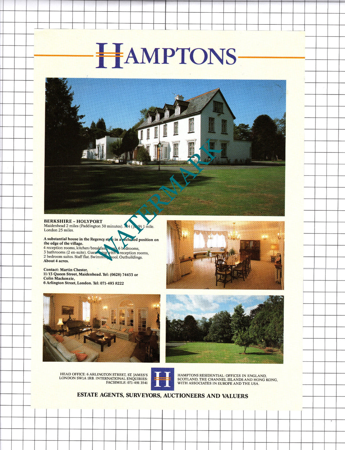 Holyport Berkshire House Sale Advert - 1991 Clipping / Print
