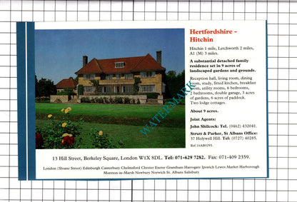 Ickham Kent / Hitchin Hertfordshire House Sale Advert - c.1991 Cutting / Print