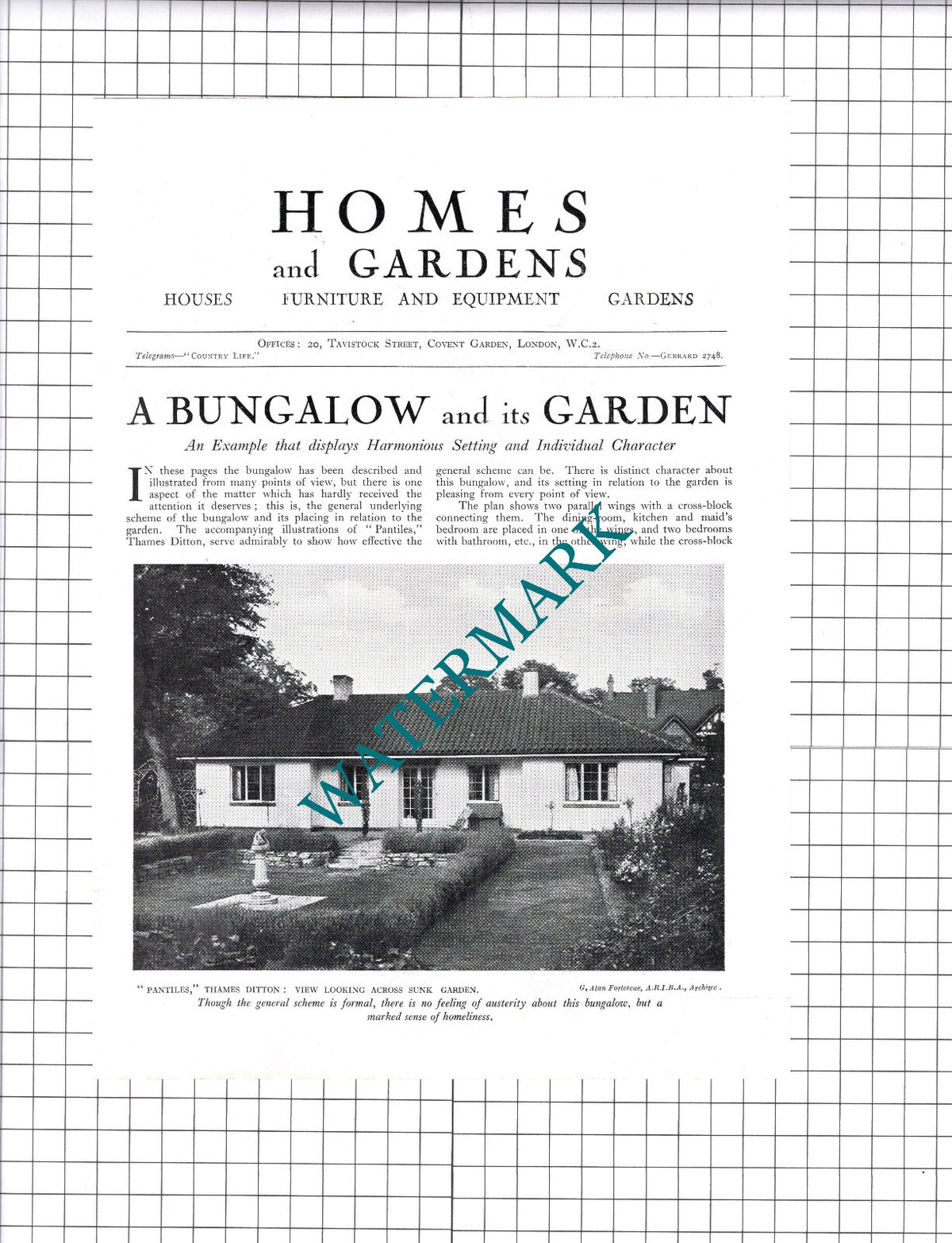 Pantiles Thames Ditton G Alan Fortescue Architect  - 1925 Article