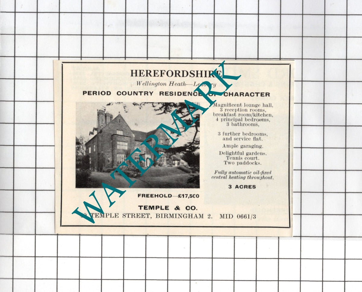 Wellington Heath Ledbury Herefordshire Small House Sale Advert - 1967