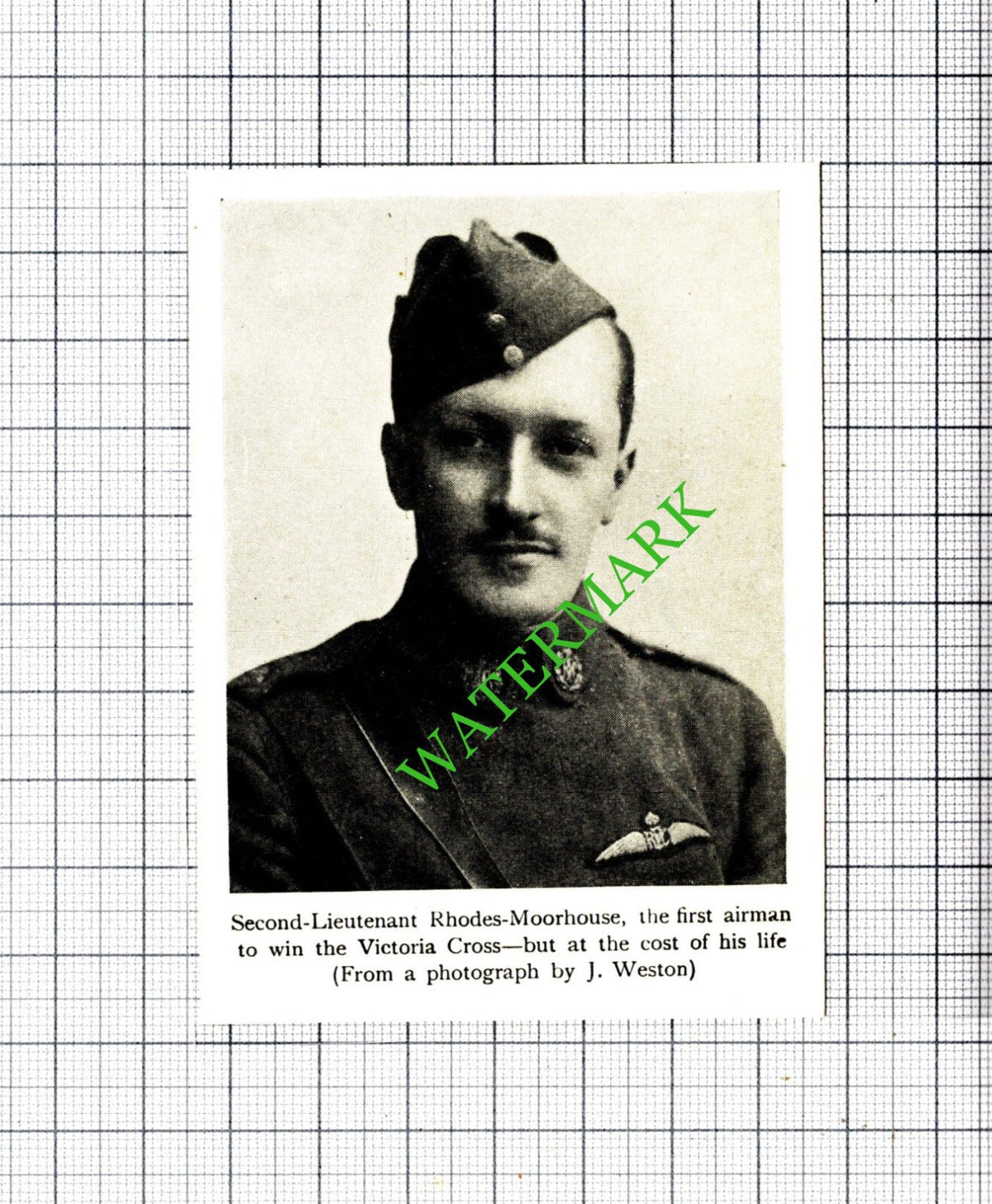 2nd Lt Rhodes-Moorhouse Airman Great War - c.1920 Small Cutting