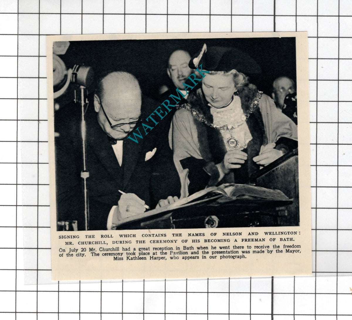 Winston Churchill Freeman Of Bath Miss Kathleen Harper - 1950 Small Cutting