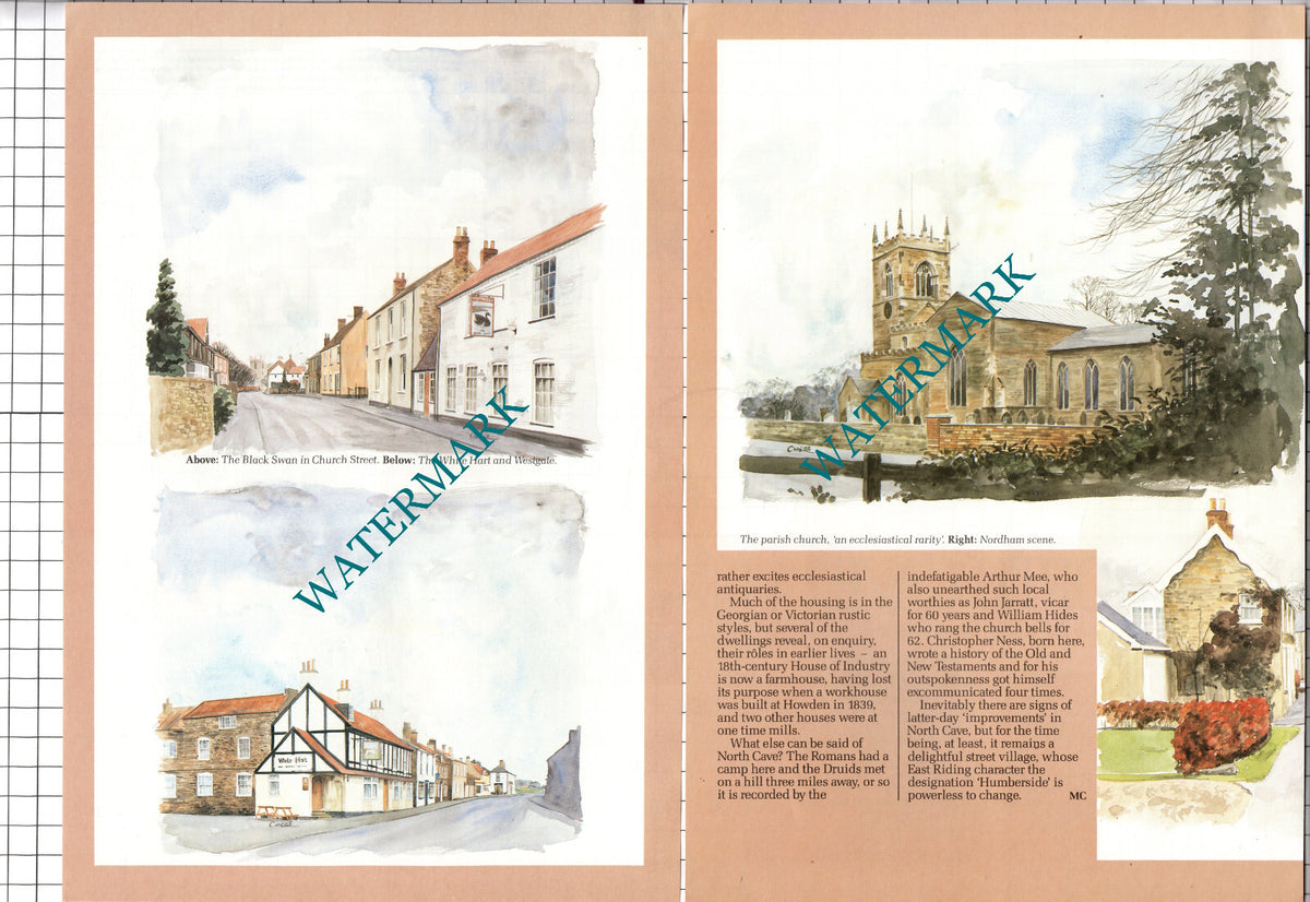 North Cave Yorkshire  Finkle Street Black Swan White Hart - 1985 Article
