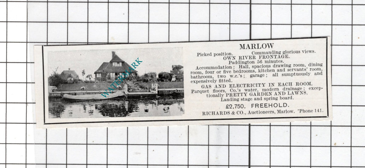 Marlow Buckinghamshire -  1927 Small House Sale Advert