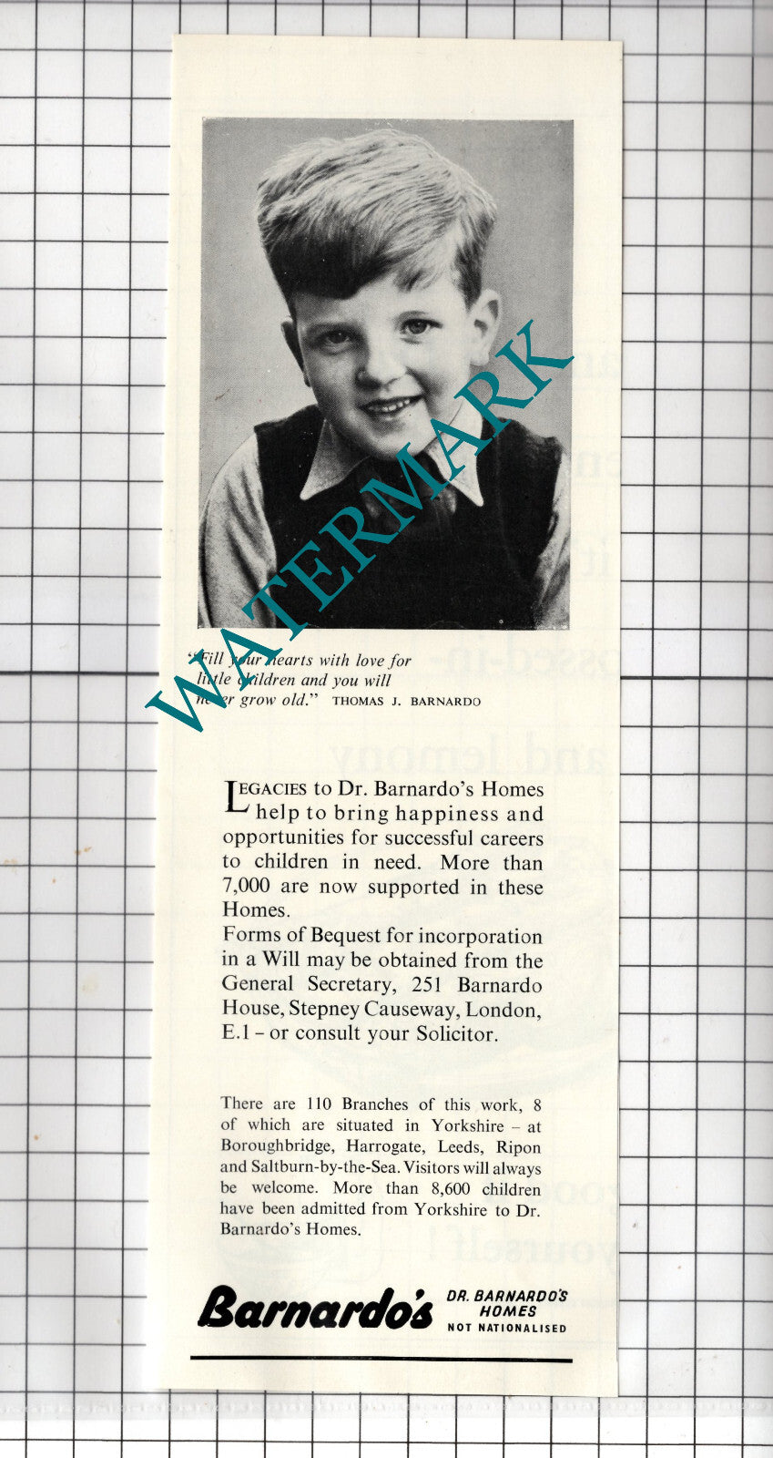 Dr Barnardo's Home Advert  - 1957 Clipping