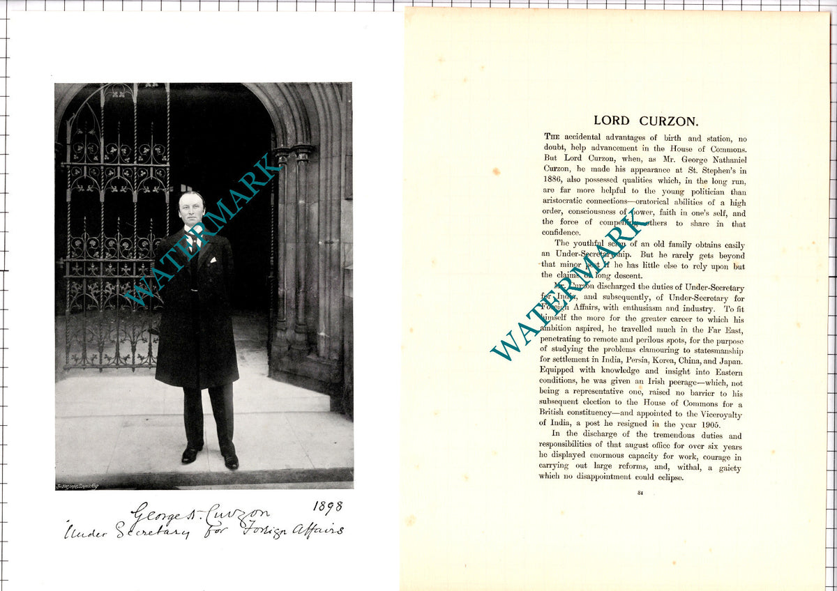 Mr George Nathaniel Curzon Lord Curzon  - c.1904 Article / Print