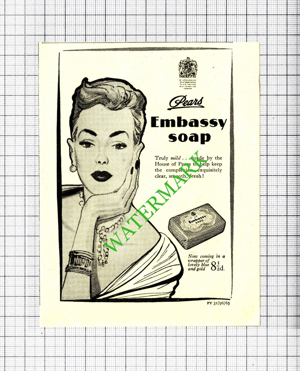 Pears Embassy Soap Small Advert - 1950 Cutting