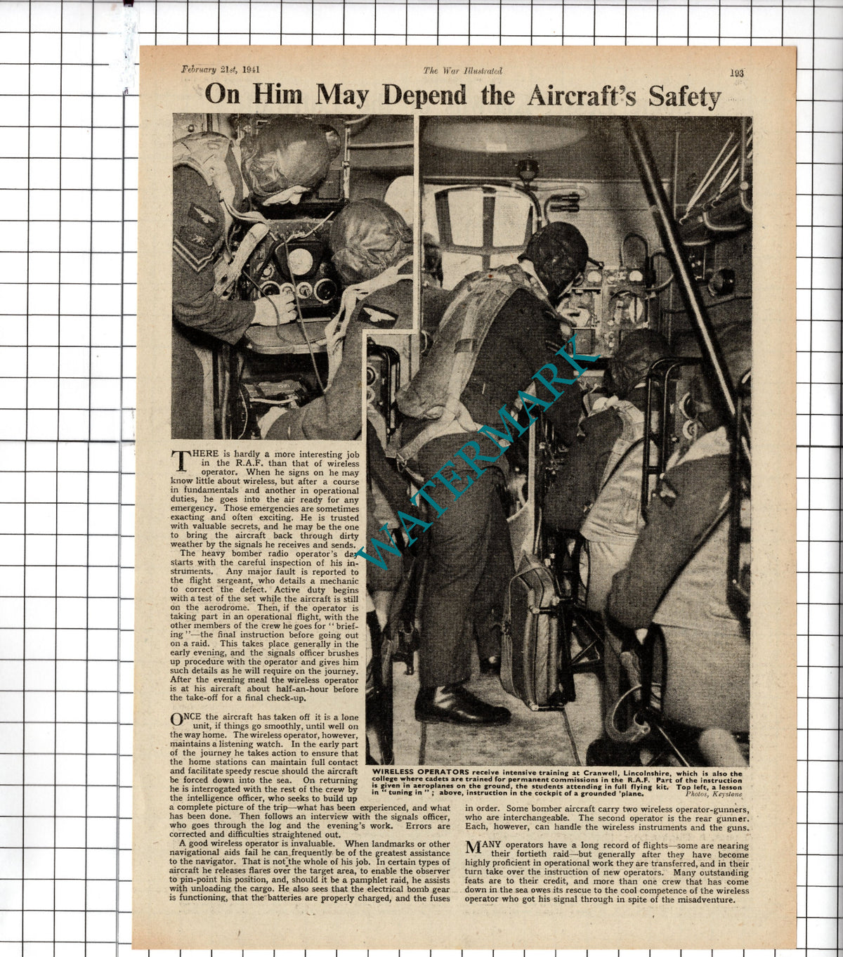 RAF Wireless Operator Cranwell Lincolnshire World War Two WW2 - 1941 Article