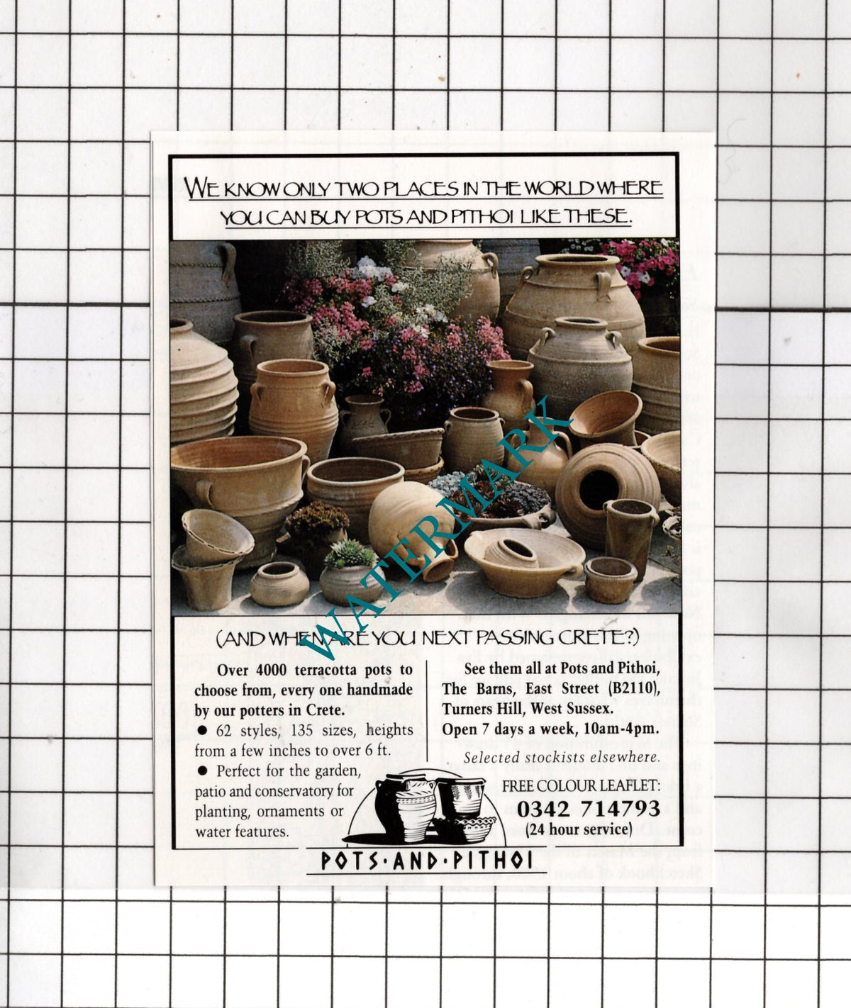 Pots And Pithoi Turners Hill Sussex - 1995 Small Advert