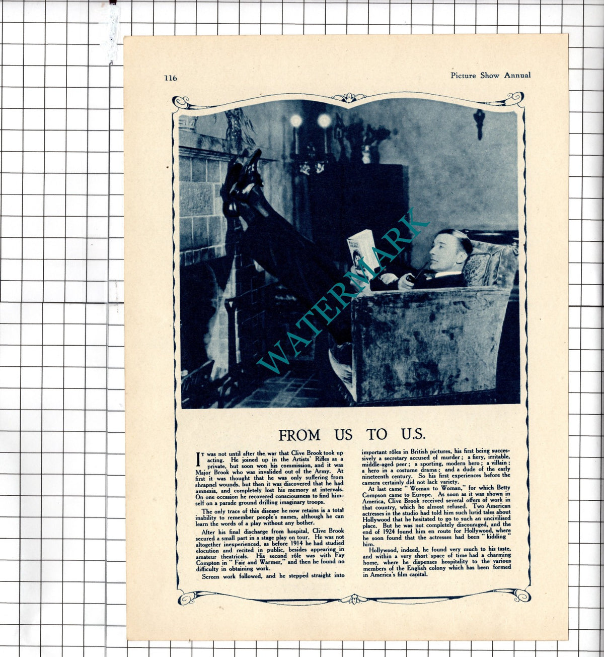 Clive Brook Actor  - 1929 Clipping