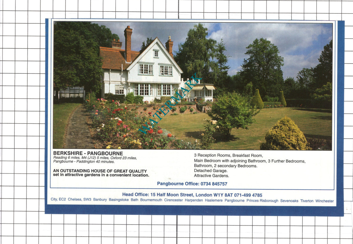 Pangbourne Berkshire House Sale Advert -  1991 Clipping