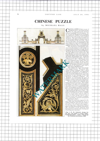 Castle Ashby Northampton E W Godwin  - 1991 Article