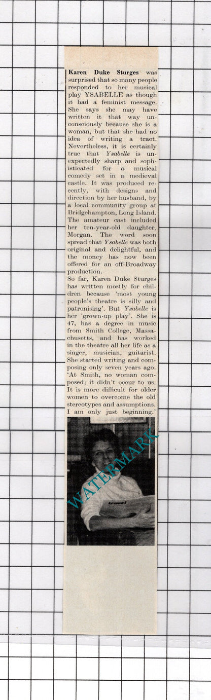 Philomena Muinzer / Karen Duke Sturges - 1980 Cutting