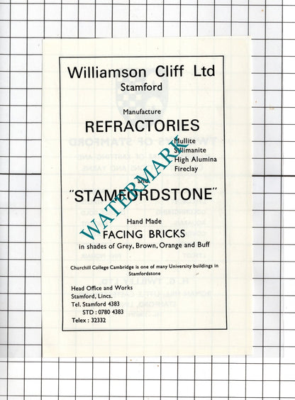 Williamson Cliff Ltd Stamford  / Twilleys Of Stamford Lincolnshire c.1974 Advert