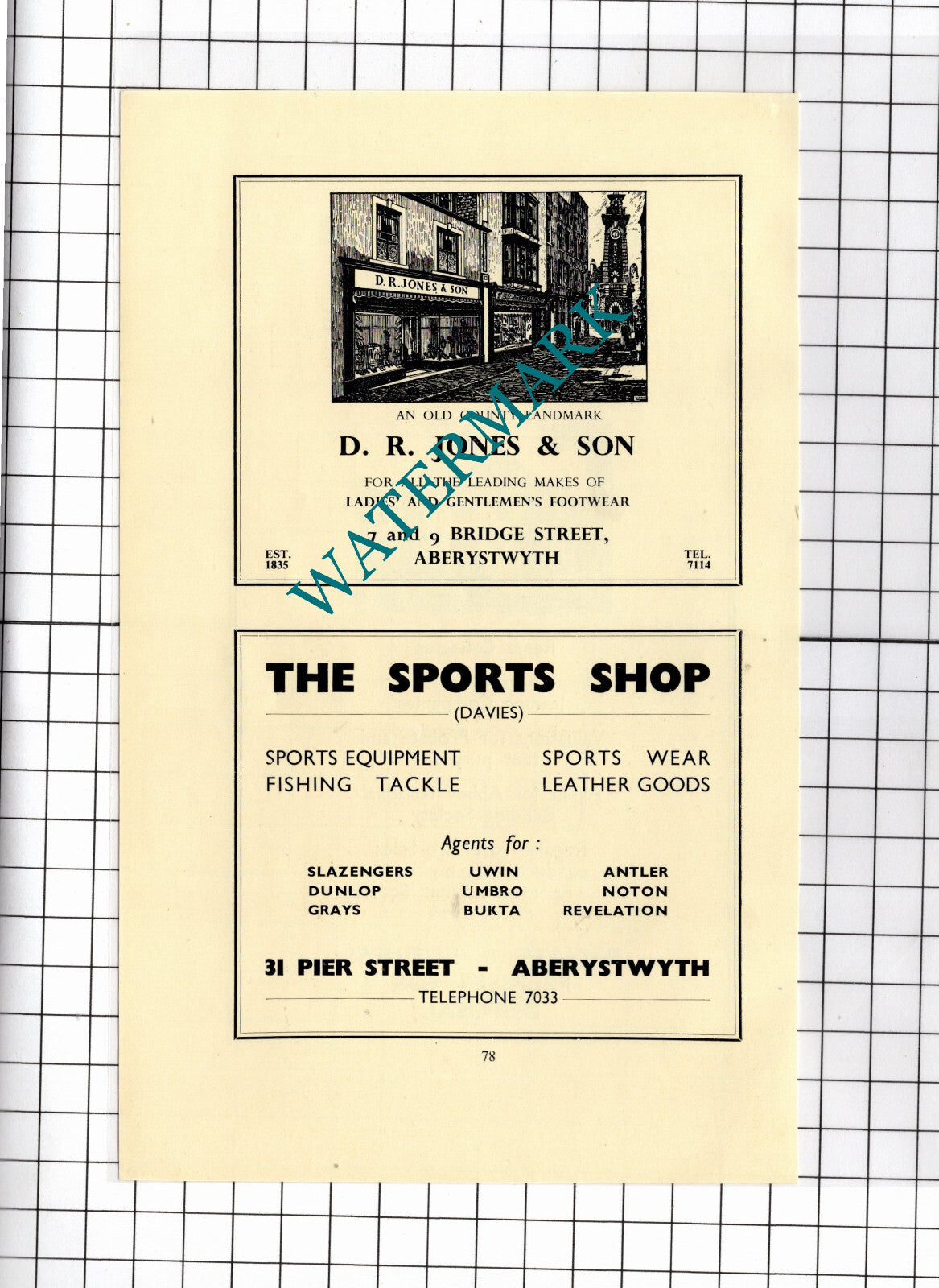 R J Morgan Jenkin Humphreys Aberystwyth Wales D R Jones & Son -1957 Small Advert