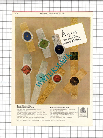 Rover 2000 TC Car Advert  / Asprey & Co Piaget Watches - 1967 Advert