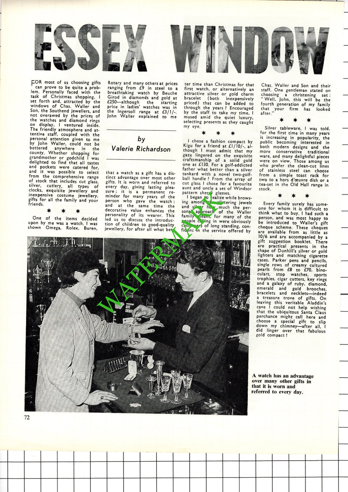 Chas Waller and Son Southend Essex  Jewellers- 1968 Article