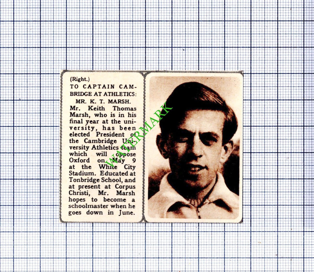 Keith Thomas Marsh Cambridge University - 1959 Small Cutting