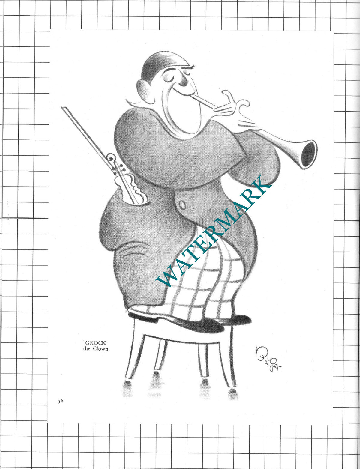 Grock The Clown Caricature - 1950 Clipping / Print