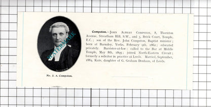 Robert Newton Crane New York / John Albert Compston Barnsley -c.1905 Clipping