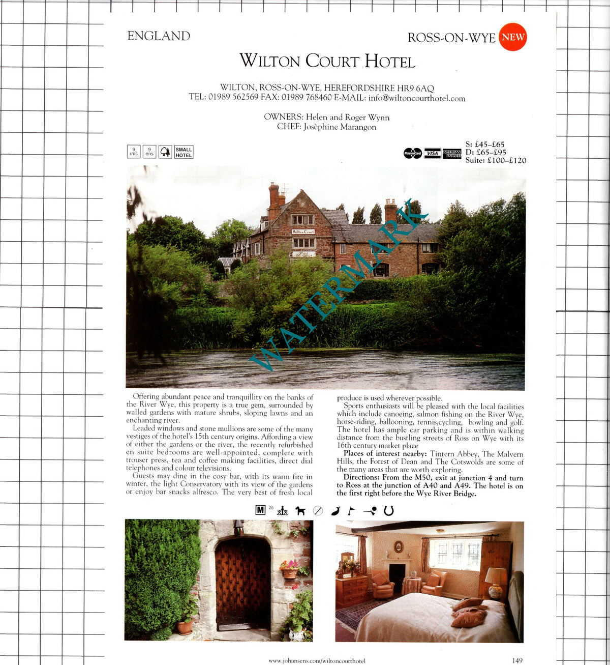 White Vine House Rye Sussex / Wilton Court Hotel Ross On Wye  - 2001 Advert