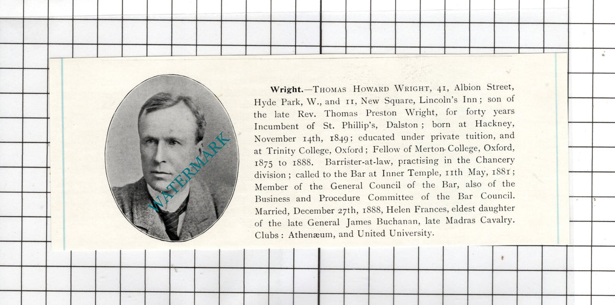 Edward Parker Wolstenholme / Thomas Howard Wright Hackney  - c.1905 Clipping