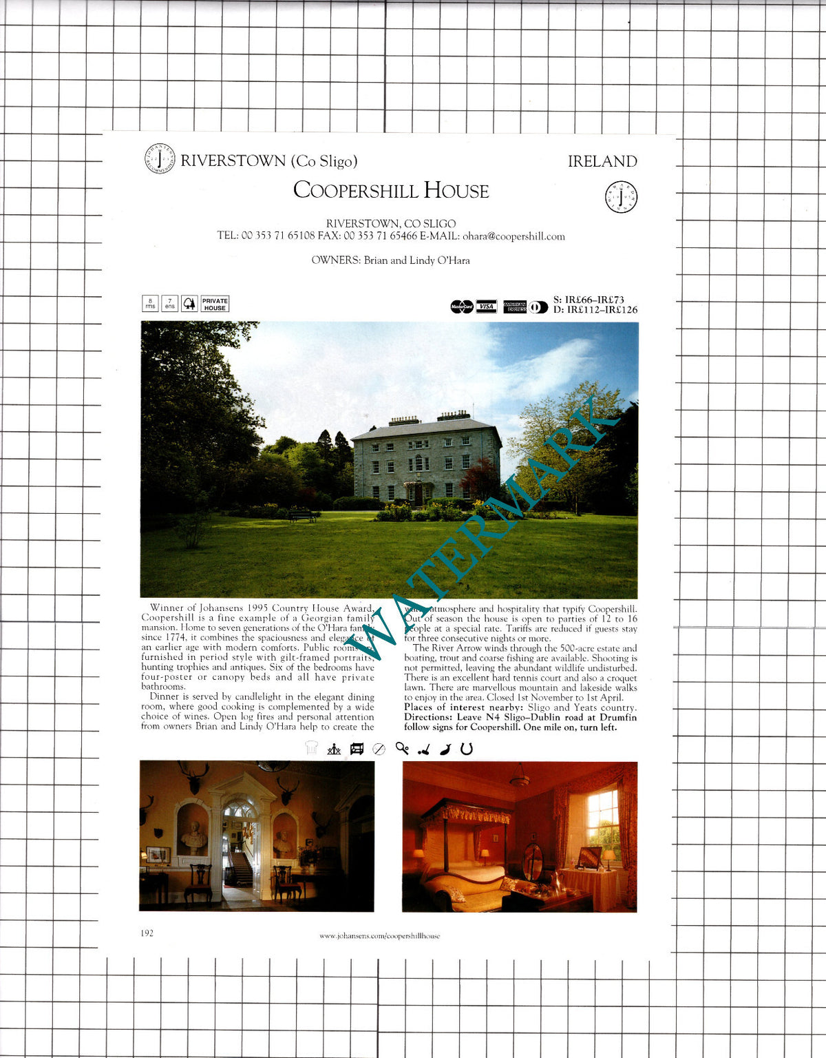 Coopershill House Riverstown Sligo Ireland  Castle Grove Letterkenny 2001 Advert