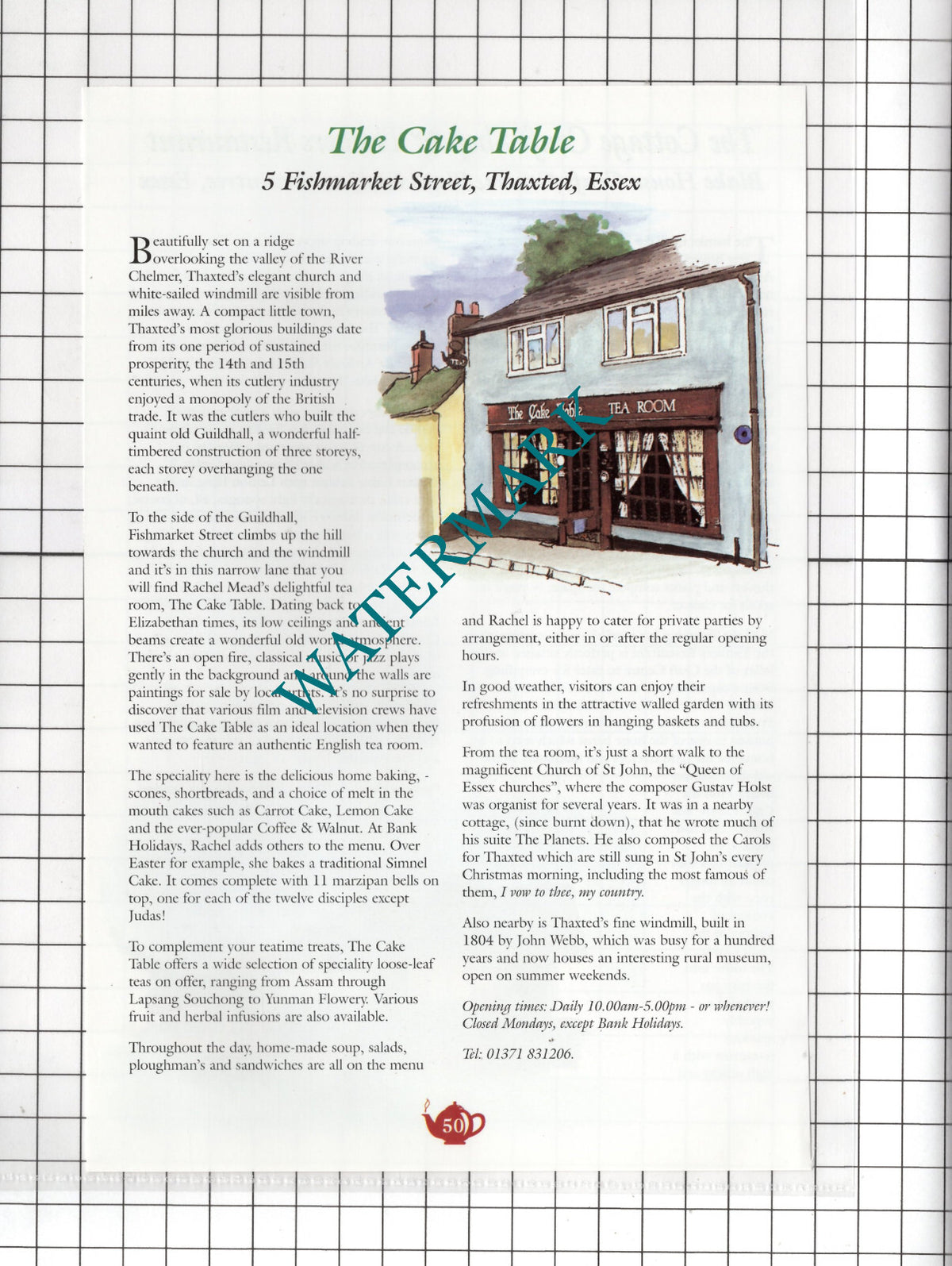 Cake Table Thaxted Essex Mead  Timbers Restaurant Blake End Essex  c.2001 Advert