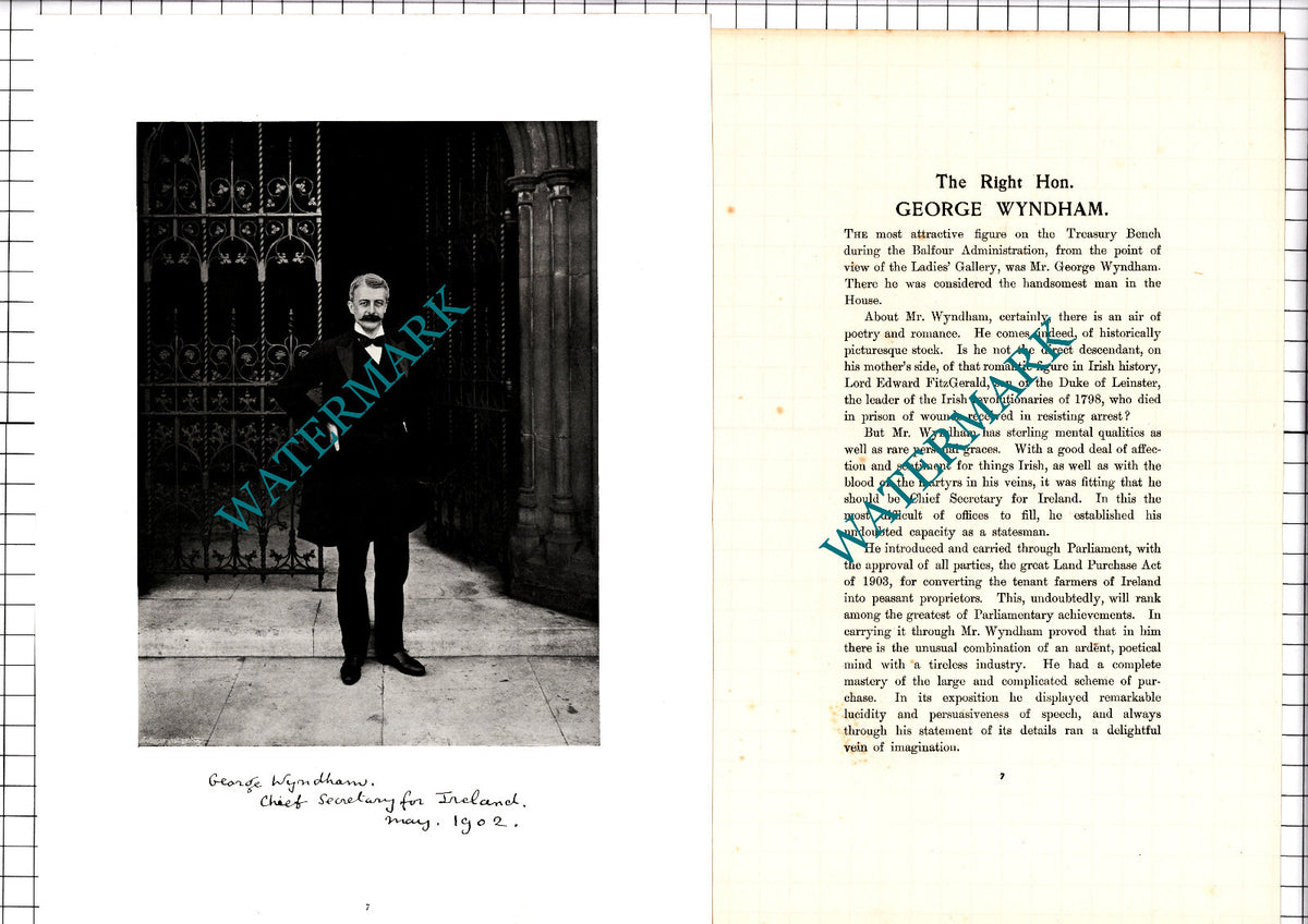 The Right Hon George Wyndham   - c.1904 Article / Print