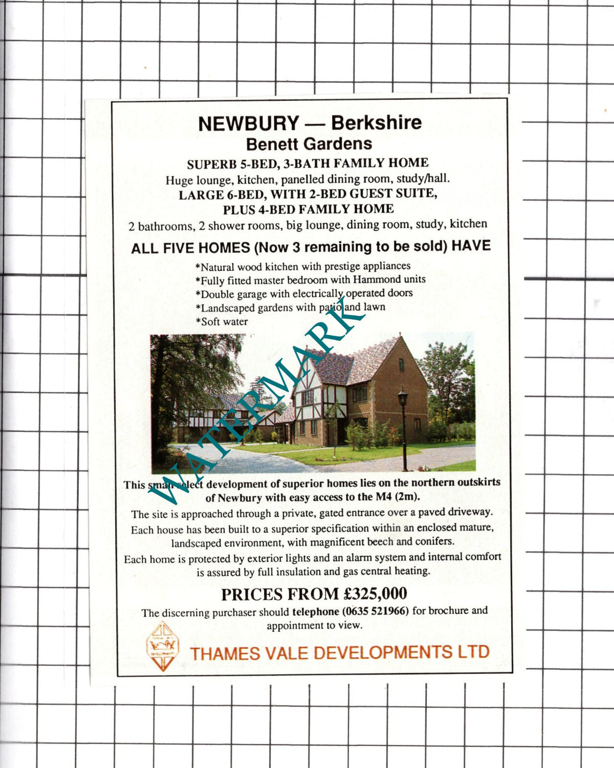 Benett Gardens Newbury Berkshire House Sale Advert- 1991 Cutting