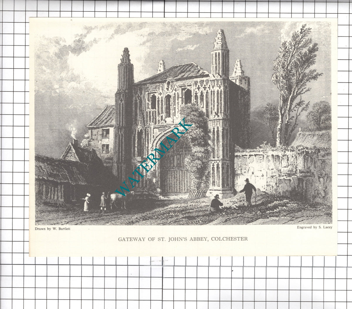 St John's Abbey Colchester Essex W Bartlett  - 1970's Print