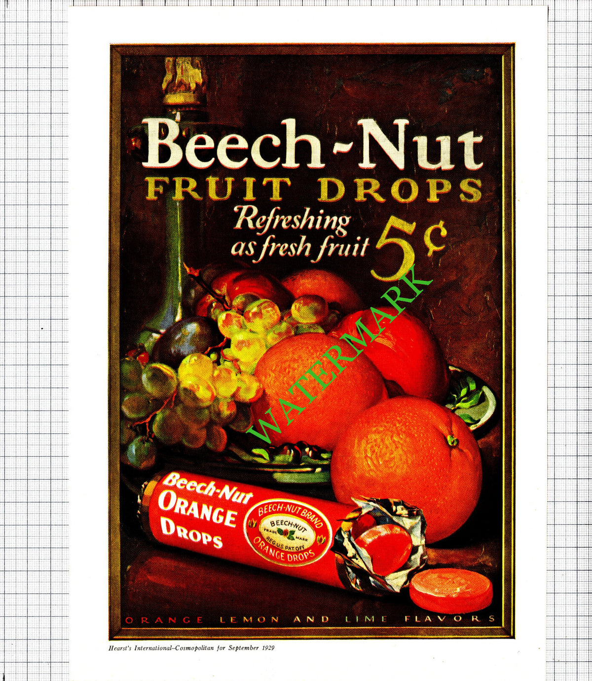 Walter Raleigh Cigarettes  / Beech Nut Fruit Drops ADVERT - 1929 Cutting